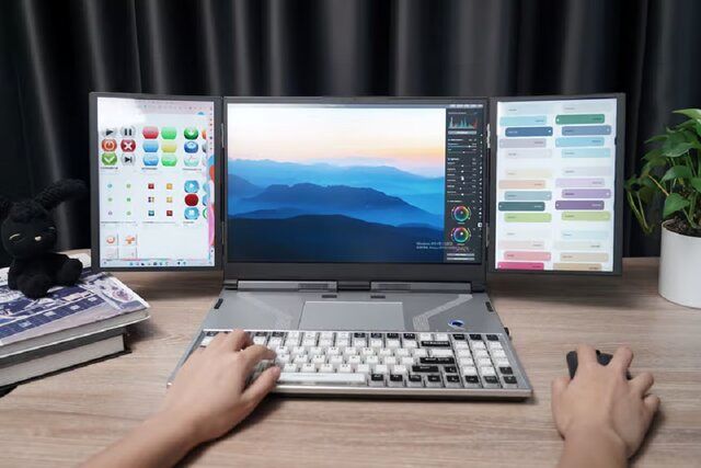 
این لپ‌تاپ ۳ صفحه نمایش دارد!
