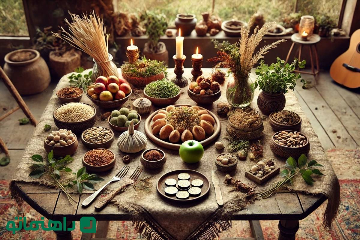 راهنمای سفره هفت سین ۱۴۰۴؛ چیدمان سفره هفت سین به سبک روستیک