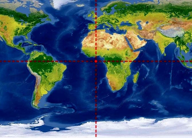 مختصات ۰.۰ روی زمین کجاست؟